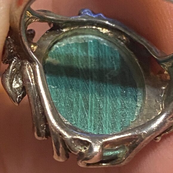 Ring Size 7.5 Green Malachite Sterling Silver 925 Women Semi-Precious Stone - Picture 7 of 11